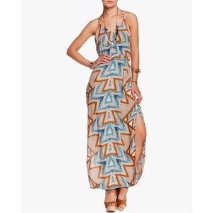 Free People Slubby Crinkle Serves You Right Printed Maxi Dress Size 8